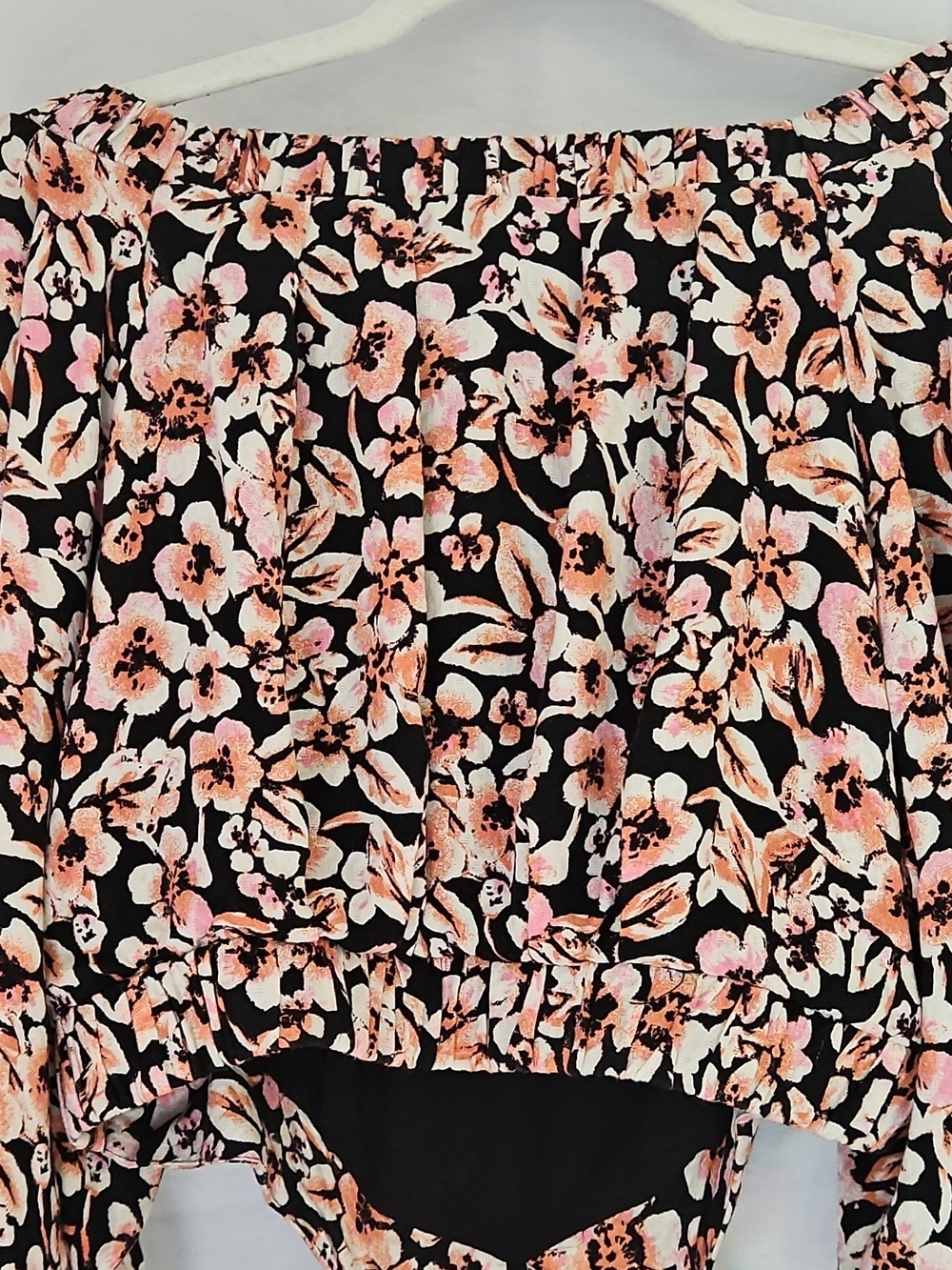 Free People Pink Floral Smocked Mini Dress on Black - Picture 4 of 6